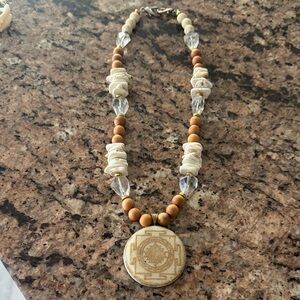 Handmade EMF Protection Bohemian Orgonite,Quartz, Coral, and Sandalwood Necklace